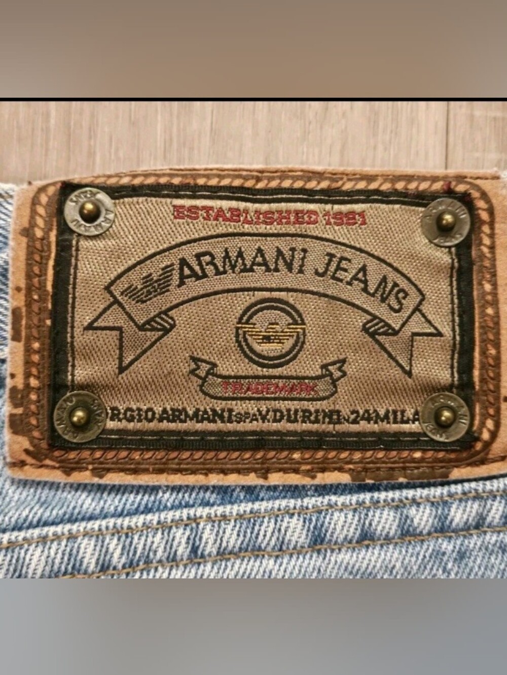 Armani Jeans Mens Blue Jeans Sz 34x32 Denim 90s Light Wash Straight Leg VTG USA - Picture 8 of 15